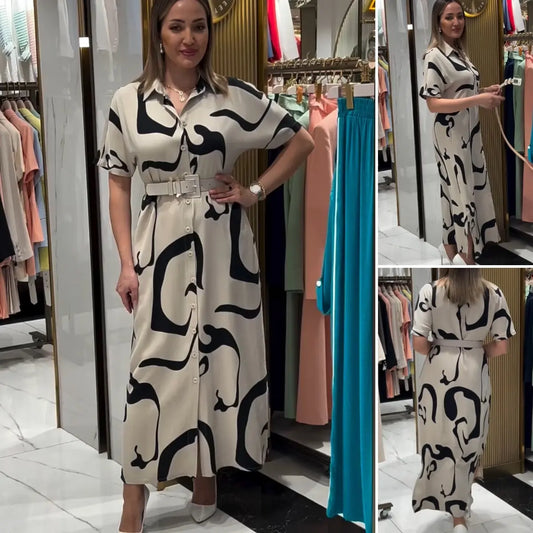 Belle robe avec ceinture - Élégante Robe Confortable