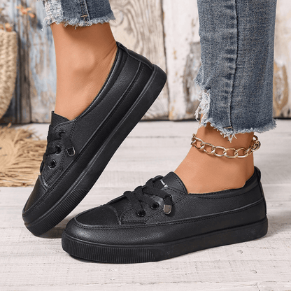 Azzy - Confortables Chaussures plates blanches à lacets pour femmes