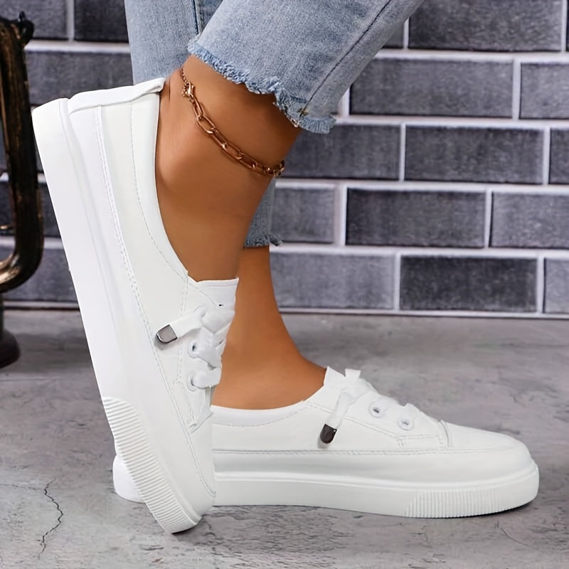 Azzy - Confortables Chaussures plates blanches à lacets pour femmes