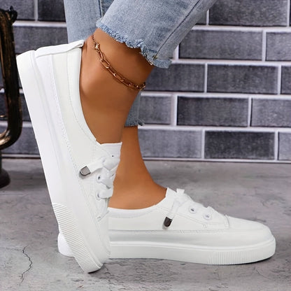 Azzy - Confortables Chaussures plates blanches à lacets pour femmes