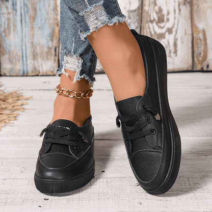 Azzy - Confortables Chaussures plates blanches à lacets pour femmes