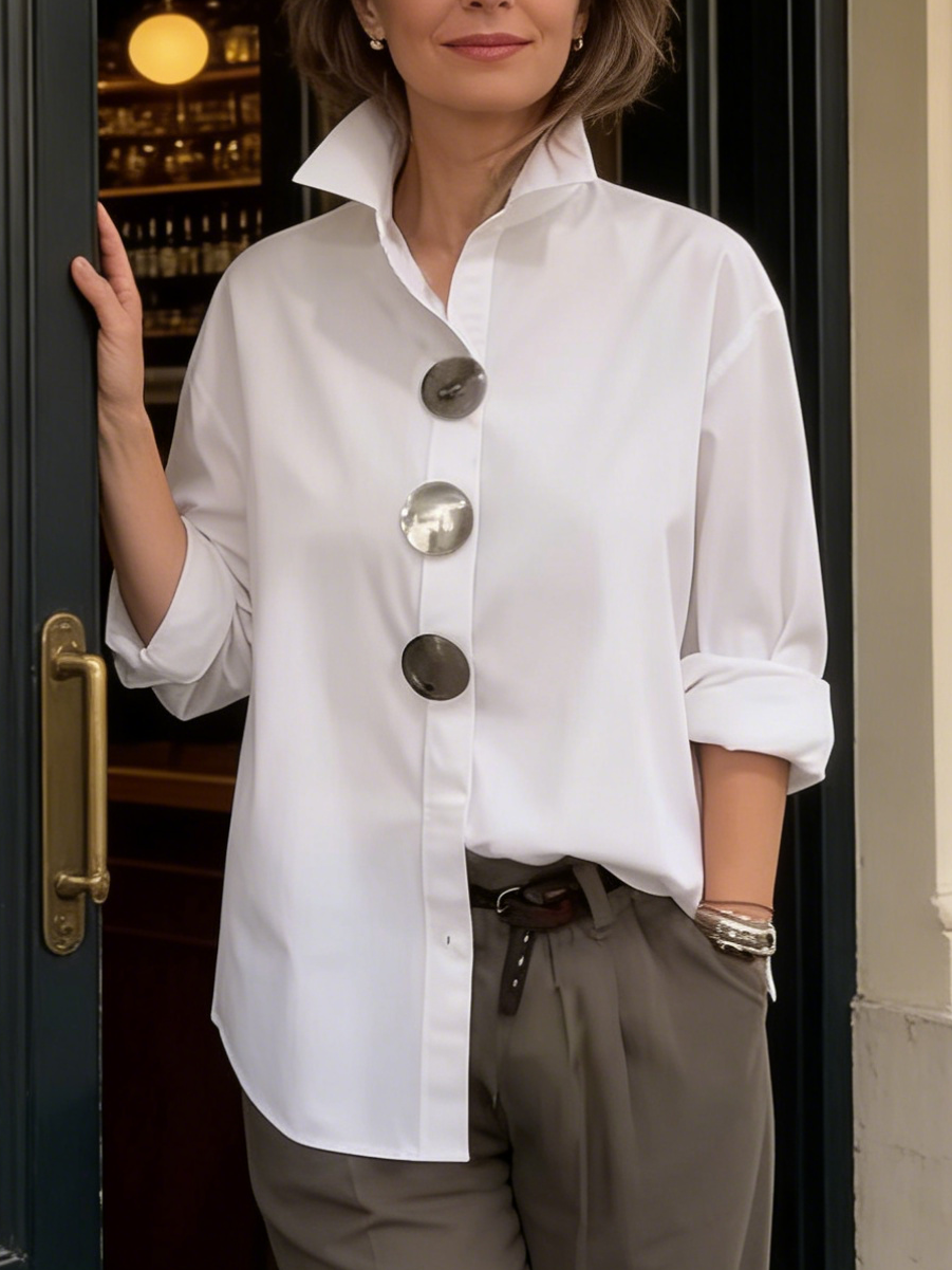 Blanc Artisanal - Confortable Blouse à boutons