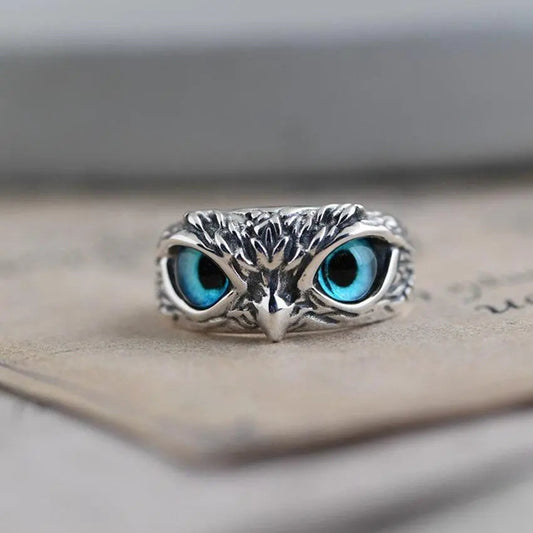 Bague Chouette Argent Ajustable - Bijoux Opale Uniques