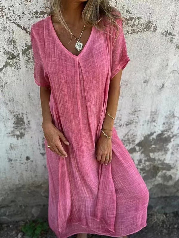 Robe Midi Confortable à Col V