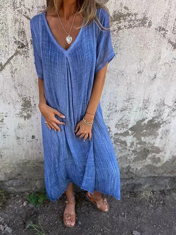 Robe Midi Confortable à Col V