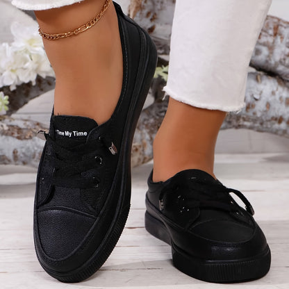Azzy - Confortables Chaussures plates blanches à lacets pour femmes
