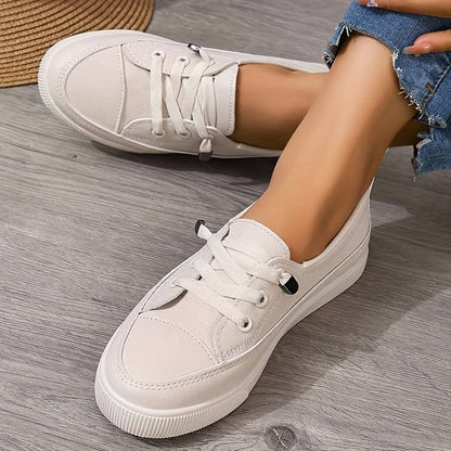 Azzy - Confortables Chaussures plates blanches à lacets pour femmes