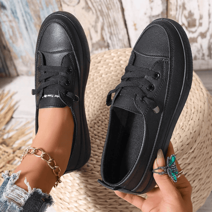Azzy - Confortables Chaussures plates blanches à lacets pour femmes