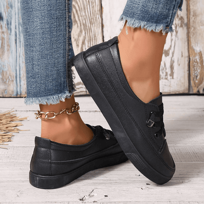 Azzy - Confortables Chaussures plates blanches à lacets pour femmes