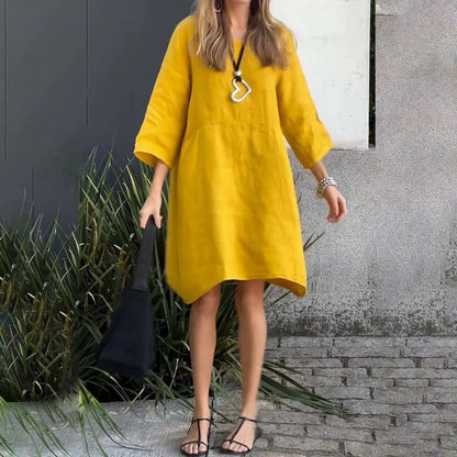 Robe Midi Fluide Élégance Douce Drapée - Confortable Robe