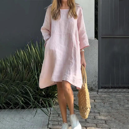 Robe Midi Fluide Élégance Douce Drapée - Confortable Robe