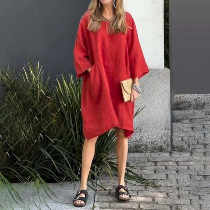Robe Midi Fluide Élégance Douce Drapée - Confortable Robe
