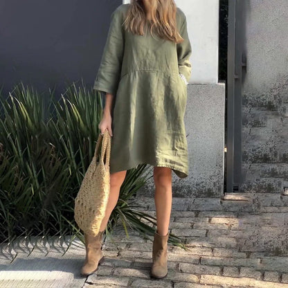 Robe Midi Fluide Élégance Douce Drapée - Confortable Robe