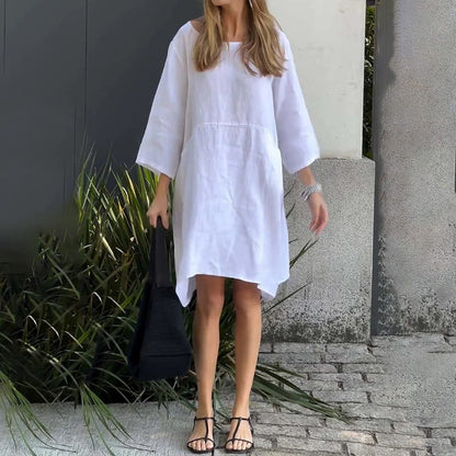 Robe Midi Fluide Élégance Douce Drapée - Confortable Robe