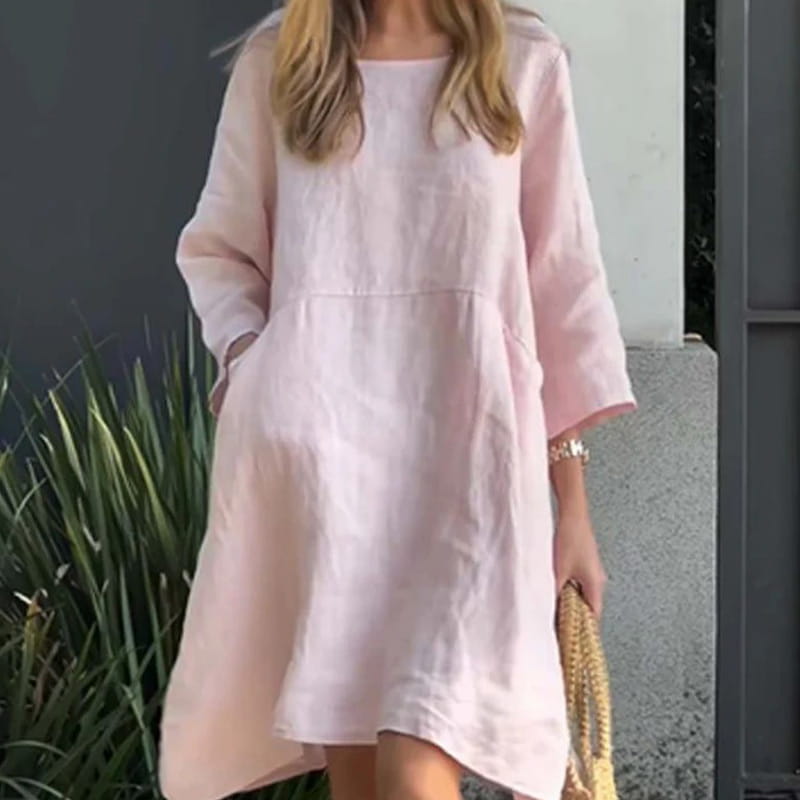 Robe Midi Fluide Élégance Douce Drapée - Confortable Robe