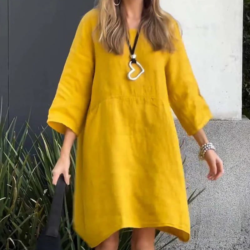 Robe Midi Fluide Élégance Douce Drapée - Confortable Robe