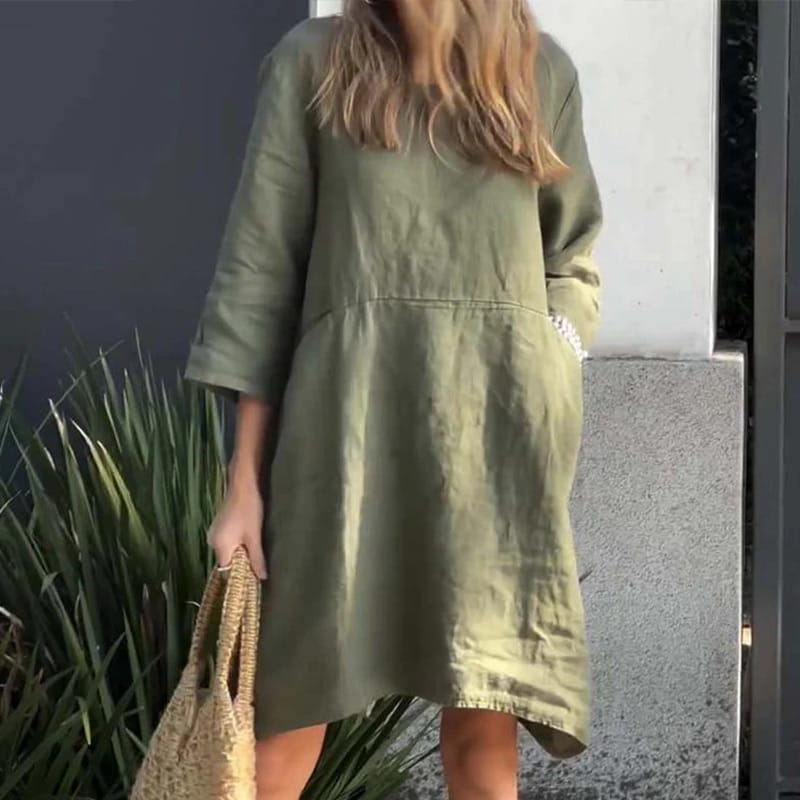 Robe Midi Fluide Élégance Douce Drapée - Confortable Robe