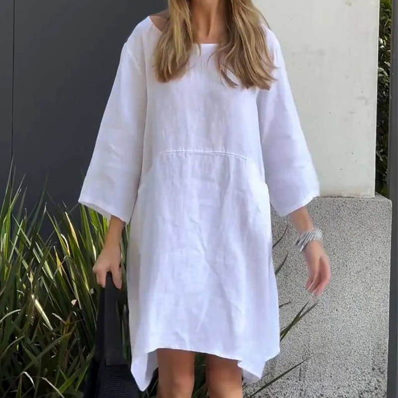 Robe Midi Fluide Élégance Douce Drapée - Confortable Robe