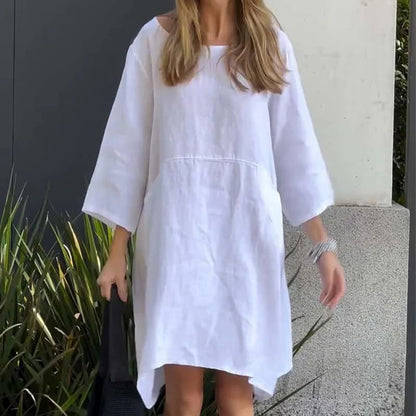 Robe Midi Fluide Élégance Douce Drapée - Confortable Robe